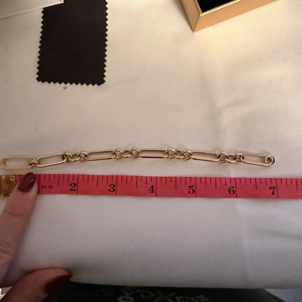 ABBOTT LYON Figaro Chain Bracelet Gold Oval Link S/M 7.5 Inch 18K Gold Plated - Picture 8 of 12